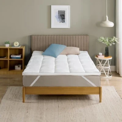 Abbildung von Zinus Bambus Matratzenauflage 140x200 cm Gesteppter, 5 dicker Spannbettbezug Maschinenwaschbar und hypoallergen