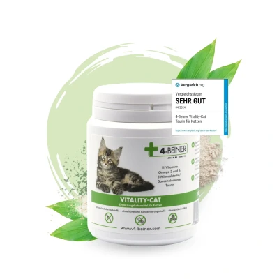 Abbildung von 4 BEINER Vitality CAT Vergleichssieger, 11 Vitamine für Katzen Plus Omega 3, 6, Zink, Selen, Mangan, Kupfer, Eisen, Taurin, Multivitamine Katze