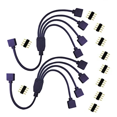 Abbildung von LITAELEK 2pcs LED Verteiler Kable 4 polig 1 zu Strip Splitter Pin Connector RGB 5050 3528 2835 Steifen Verbinder Band Eckverbinder Stecker Stripe Anschlusskable 30cm,Schwarz