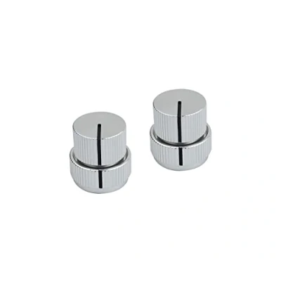 Abbildung von Guyker Guitar Aluminum Dual Concentric Control Knobs Dome Volume Tone Stacked Knob Replacement for Electric or Bass (chrome, 2 piece)