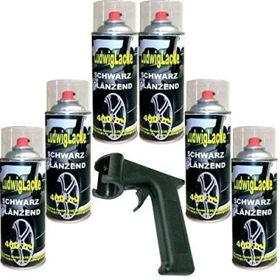 Abbildung von Lackspray Schwarz glänzend Spraydose 6 x 400 ml Plus Haltegriff