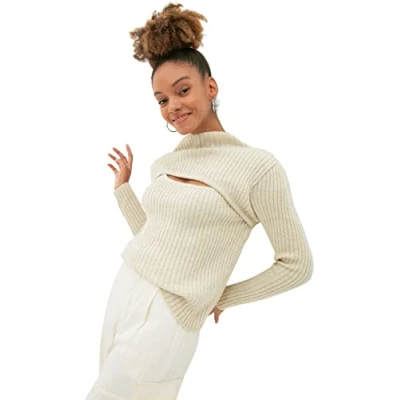 Abbildung von TRENDYOL Damen Twoaw2kz1662 Sweatshirt, Stone, M EU