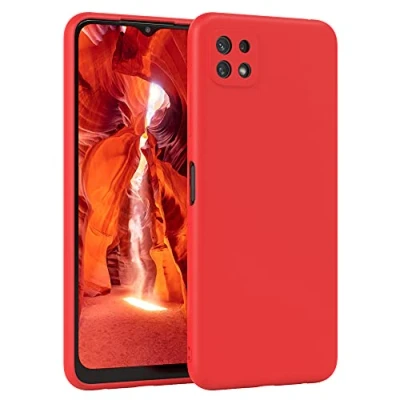 Abbildung von EAZY Case Silikonhülle für Samsung Galaxy A22 5G Hülle Silikon Rot weich stoßfeste Handyhülle Schutzhülle mit Kameraschutz Dünn Premium Schutz Cover TPU Phone Bumper in