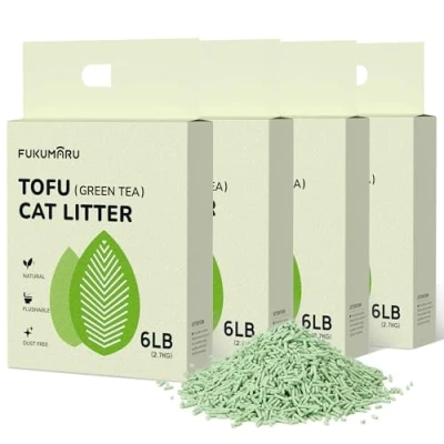 Abbildung von FUKUMARU Tofu Katzenstreu 10,8 kg Klumpendes Katzenstreu, Geruchsbekämpfung mit grünem Teearoma, staubfrei und leicht klumpend, spülbar in der Toilette.