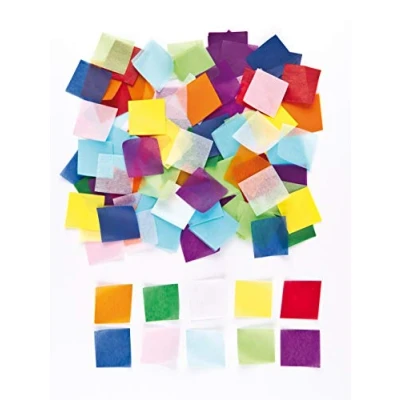 Abbildung von Baker Ross Kleine Quadrate aus Seidenpapier in bunten Farben für Kinder zum Basteln als Dekoration pro Packung