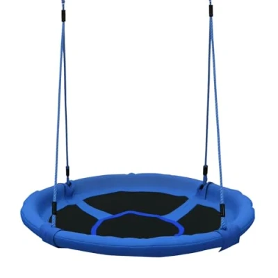 Abbildung von HOMCOM Ø100 cm Nestschaukel Kinderschaukel Vogelnestschaukel Outdoor Schaukel für Kinder Garten Oxford Blau