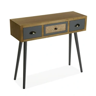 Abbildung von Versa Pandora Schmales Möbelstück für den Eingangsbereich oder Flur, Moderner Konsolentisch, mit 3 Schubladen, Maßnahmen (H x L B) 79 30 90 cm, Holz, Farbe: Braun