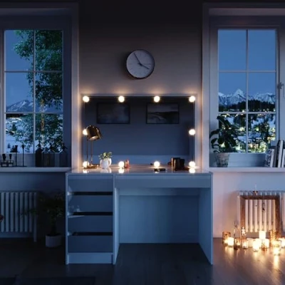Abbildung von Vicco Schminktisch Sherry, Weiß, 120 cm mit LED Beleuchtung