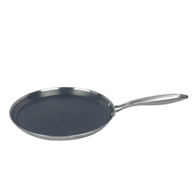 Abbildung von Cheffinger Crêpepfanne Pfannkuchen Pfanne Edelstahl Wabenstruktur Ø28cm Induktion Pfanne,