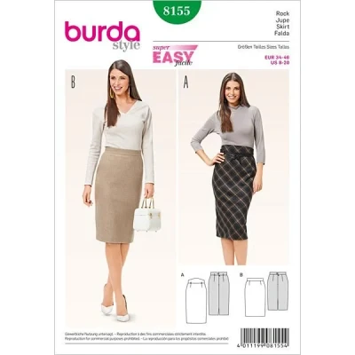 Abbildung von Burda Schnittmuster 8155 Rock,Jupe,Falda Gr. 34 46
