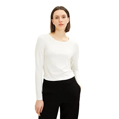 Abbildung von TOM TAILOR Damen 1035396 Basic Langarmshirt, 10315 Whisper White, XL