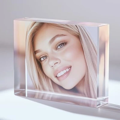 Abbildung von 10 x 15 cm Fotoblock mit ihrem Bild aus original PLEXIGLAS Transparenter Acrylblock, das Foto Geschenk in brillanten Farben als hochwertige, Geschenkidee 3D Tiefeneffekt verschiedenen Größen