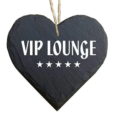 Abbildung von Homeyourself Herz Schieferherz Schiefer Schieferschild 10 x cm VIP Lounge schwarz Dekoschild Wandschild Schild Stein Geschenk