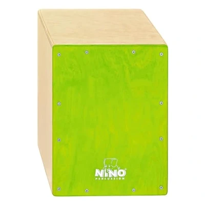 Abbildung von Nino Percussion Cajon Kinder Instrument Trommelkiste für ab 4 Jahren Musikinstrument Schlagfläche Baltische Birke, Grün (NINO950GR)