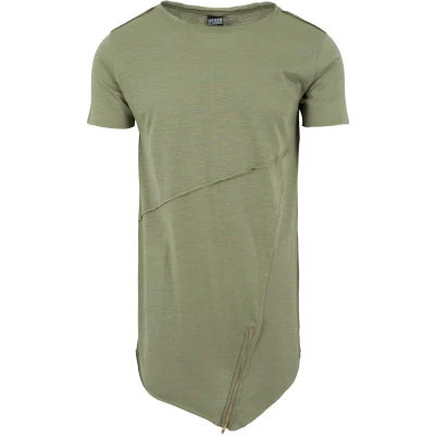 Abbildung von Urban Classics LONG OPEN EDGE Front ZIP TEE Tshirt print, Herren, Größe: Large, Lightolive