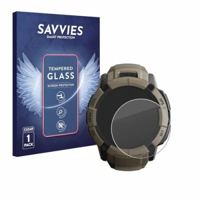Abbildung von Savvies Panzer Schutz Glas für Garmin Instinct 2X Solar Tactical Edition 9H Hartglas, Anti Fingerprint, Displayschutz