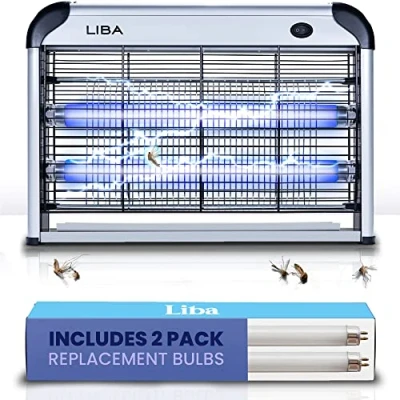 Abbildung von LiBa Elektrischer Insektenvernichter, Insekten und Fliegenvernichter, 20W Insektenfänger für Mücken, Fliegen Motten, Fliegenvernichter Abwehr mit 2 Ersatzbirnen abwaschbarer Ablage