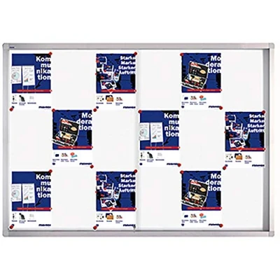 Abbildung von FRANKEN Schaukasten PRO für den Innenbereich, Schiebetür, 18x A4, 139 x 99 4,6 cm, magnetisch, mit Aluminiumrahmen zur Wandmontage, SK6118