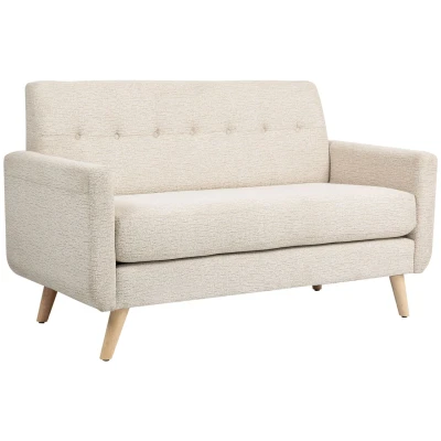 Abbildung von 2 Sitzer Sofa, Couch mit Dickem Sitz und Rückenkissen, Samtoptik, Beige