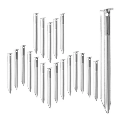 Abbildung von Relaxdays 10023882 Zeltheringe 20er Set, V förmig, stabil, mit Öse, Widerhaken, 18 cm Hering für Zeltbefestigung, Silber