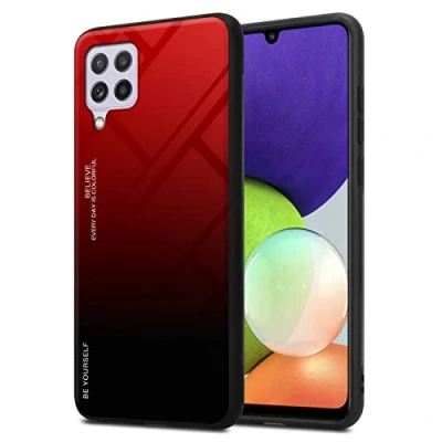 Abbildung von Cadorabo Hülle kompatibel mit Samsung Galaxy A22 4G / M22 M32 Schutzhülle TPU Silikon Case Glas Slim Kratzfest Weiche Gummi Rundumschutz für in Schwarz