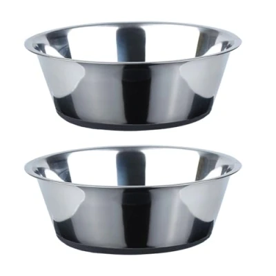 Abbildung von PEGGY11 Tiefer Hundenapf aus Edelstahl mit rutschfestem Silikon, 2er Pack, 1,44L, Futternapf und Trinknapf für Grosse, mittelgroße kleine Hunde,Dog Bowl