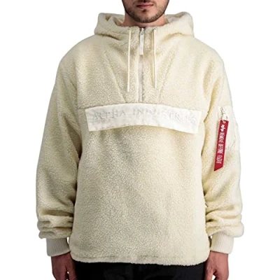 Abbildung von Alpha Industries Teddy Anorak Kapuzenpullover, Herren, Größe: Medium, Off white