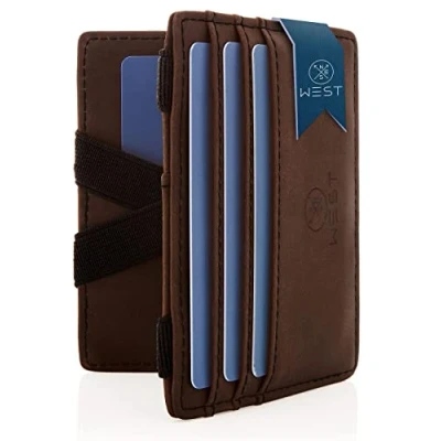 Abbildung von WEST Geldbörse Magic Wallet mit Münzfach + Geschenkverpackung (magische kompakt &amp; klein Trick Geldbörse, extra Starke Geldbänder dünne Münzfach), RFID Schutz