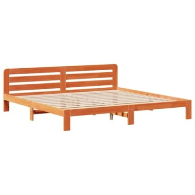 Abbildung von vidaXL Bett Massivholzbett ohne Matratze Wachsbraun 200x200 Kiefernholz