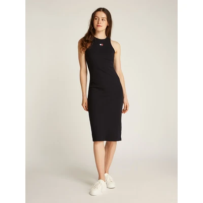 Abbildung von Tommy Jeans Jerseykleid &quot;TJW RIB XS Badge Racer DRESS&quot;, in modischer Form, Rippware, Logo