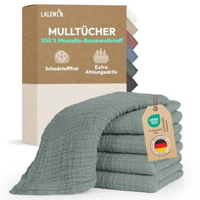 Abbildung von Laleni Spucktuch Spucktücher Baby aus Reiner Baumwolle, (5 tlg), OEKO TEX Zertifizierte Mulltücher