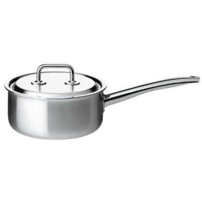 Abbildung von Spring 0415510620 Brigade Premium Stielkasserolle nieder mit Deckel, Edelstahl, silber, 12,2 x 25,4 43,4 cm