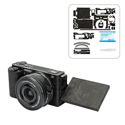 Abbildung von KIWIFOTOS Kratzfester Schutzaufkleber für Sony ZV E10 spiegellose Kamera mit 1650 mm Objektiv Kit, rutschfeste Abdeckfolie (Camouflage Muster)