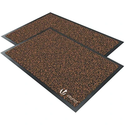 Abbildung von VOUNOT 2er Set Fußmatte für Haustür Innen und Außen, Schmutzfangmatte Waschbar, Türmatte rutschfest, Braun schwarz, 40x60cm