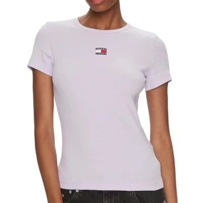Abbildung von Tommy Jeans Rundhalsshirt &quot;TJW SLIM BADGE RIB TEE&quot;, in Rippoptik, mit Logo Stickerei