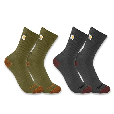 Abbildung von Carhartt Herren Midweight Logo Crew 2 Pack Socken, Sortiert 3, Large