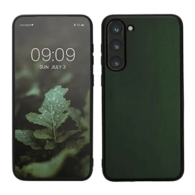 Abbildung von kwmobile Hülle kompatibel mit Samsung Galaxy S23 Plus Holz Case stoßfestes Handy Cover TPU Handyhülle in Dunkelgrün