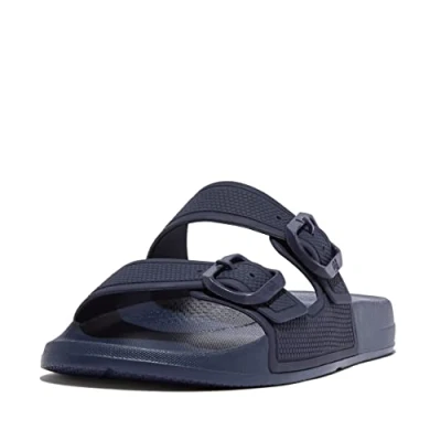 Abbildung von Fitflop Pantolette &quot;IQUSHION TWO BAR BUCKLE SLIDES&quot;, Sommerschuh, Schlappen, Badeschuh mit zwei verstellbaren Schnallen