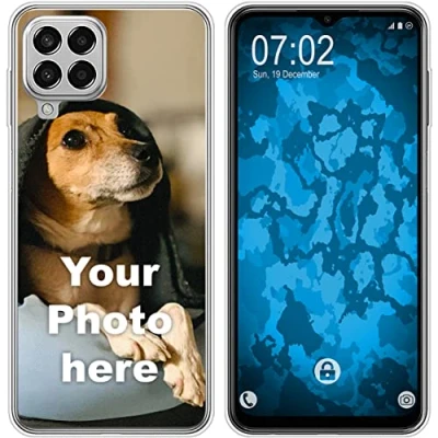 Abbildung von PhoneNatic personalisierte Handyhülle für Samsung Galaxy M33 Custom Case in Clear zum selbst gestalten mit eigenem Foto Bild Text individuell