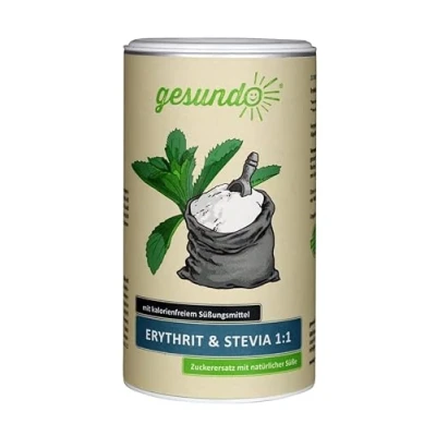 Abbildung von gesundo Erythrit und Stevia 1:1 Natürlicher Zuckerersatz 250g Dose