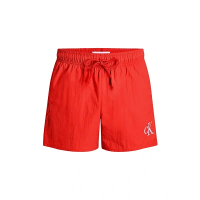 Abbildung von Calvin Klein Swimwear Drawstring CK Monogram Badeshorts, Herren, Größe: Large, Flaming chili