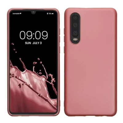 Abbildung von kwmobile Case kompatibel mit Huawei P30 Hülle Schutzhülle aus Silikon metallisch schimmernd Handyhülle Metallic Rosegold