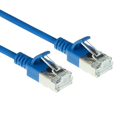 Abbildung von ACT CAT6a Netzwerkkabel, U/FTP LSZH LAN Kabel Dünn 3.8mm Slimline, Flexibles Snagless CAT 6a mit RJ45 Stecker, für den Einsatz in Datenzentren, 0.15 Meter, Blau DC7630