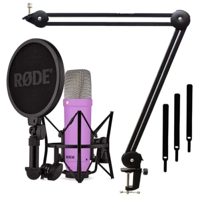 Abbildung von Rode NT1 Signature Purple Studio Mikrofon Lila + keepdrum MS138 Gelenkarm Stativ Schwarz