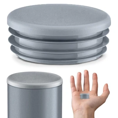 Abbildung von EMFA Lamellenstopfen rund 40mm Grau 5 Stück Rohrstopfen Endkappe Stahlrohr Kunststoff Stopfen für Rundrohre Rohrverschlussstopfen Kunststoffkappen Rohre Rohrendkappen 4cm