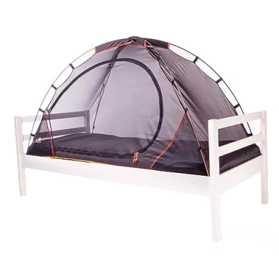 Abbildung von Deryan Bettzelt Moskitonetz Doppelbett Moskitozelt Zeltbett Insektenschutz Bett Kompakt und Leight 200x90x110cm Mückennetz &amp; Reise Mit Tragetasche Schwarz