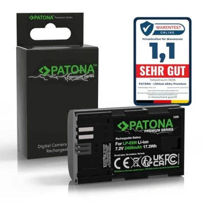 Abbildung von PATONA LP E6N 2400mAh Premium Kamera Akku Ersatz für Canon mit Infochip Intelligentes Akkusystem