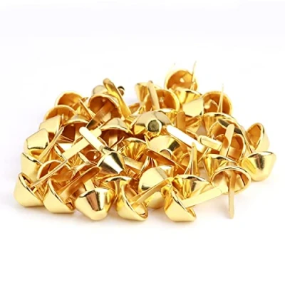 Abbildung von 50Pcs Taschenfüsse, Bodennägel für Taschen Flache Pilz Spike Niet Taschenzubehör(15mm Gold)