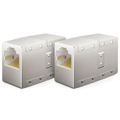 Abbildung von deleyCON 2 Stück RJ45 Kupplung (1000 Mbit) Gigabit LAN Kabel Verlängerung Netzwerkkabel Ethernet Adapter Verbinder Kompatibel zu Cat8, Cat7, Cat6, Cat5 Patchkabel DSL POE 2X Buchse