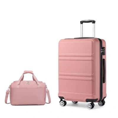 Abbildung von KONO Mittelgroß Reisekoffer Rollkoffer Set Gepäcksets 2 Teilig, 65cm Trolley Koffer mit Ryanair Reisetasche 40x20x25cm, Rosegold